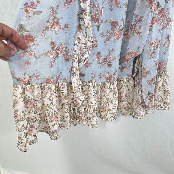 Anthropologie By the River Women Dress S Blue Floral Cottagecore Ruffle Peasant - Picture 6 of 13